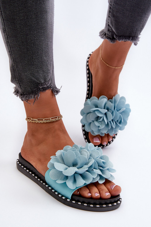 Pantofole da donna con motivi floreali in blu Cellanen