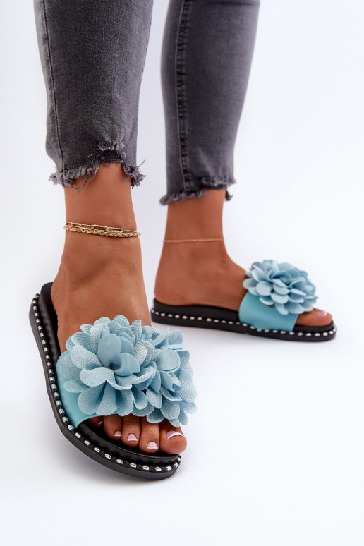 Pantofole da donna con motivi floreali in blu Cellanen