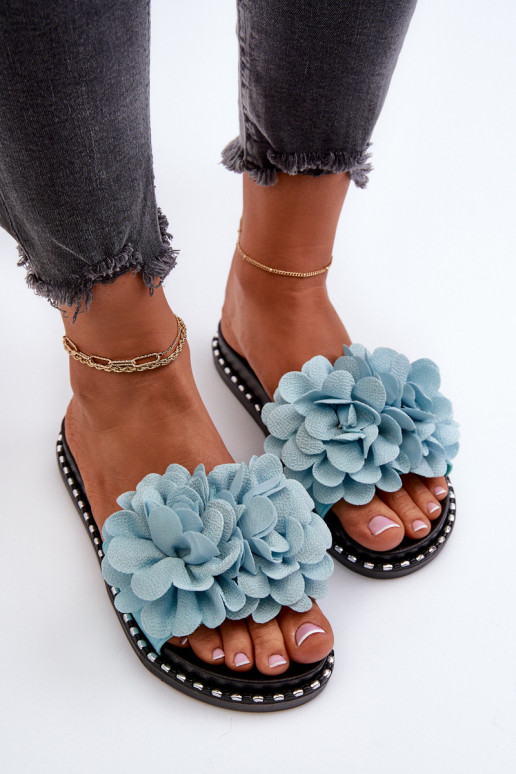 Pantofole da donna con motivi floreali in blu Cellanen