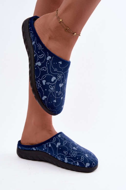 Pantofole da donna blu scuro con motivi Inblu ET000041