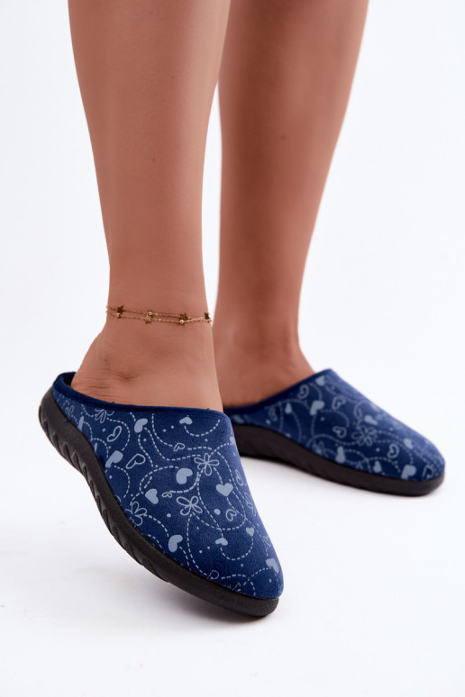 Pantofole da donna blu scuro con motivi Inblu ET000041