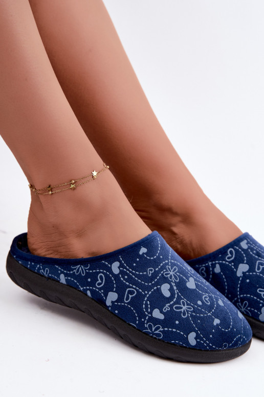 Pantofole da donna blu scuro con motivi Inblu ET000041