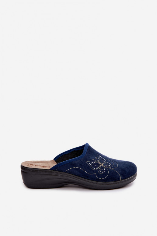 Pantofole da donna blu scuro con farfalle ricamate Inblu LY000119