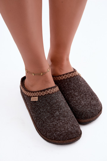 Pantofole da donna marroni scuri con ricamo Inblu NL000009