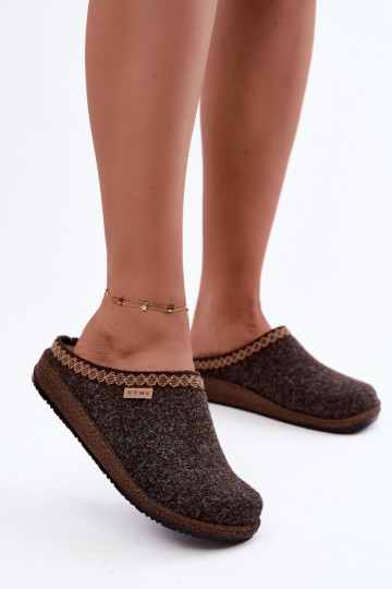 Pantofole da donna marroni scuri con ricamo Inblu NL000009 2