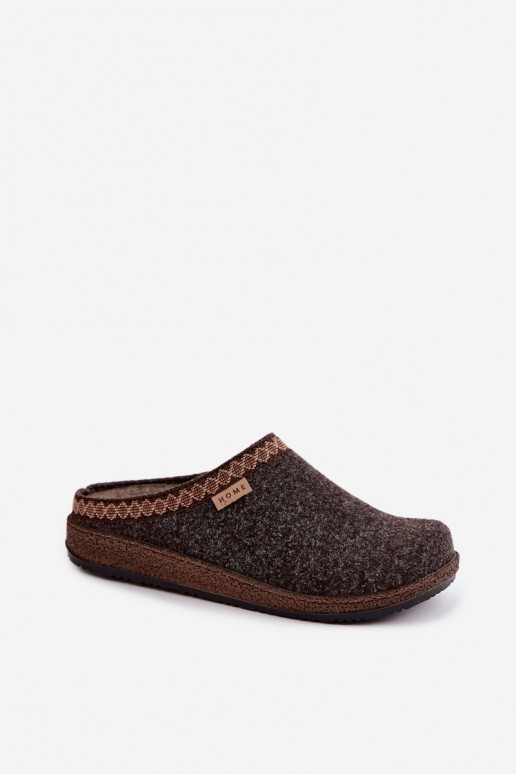 Pantofole da donna marroni scuri con ricamo Inblu NL000009