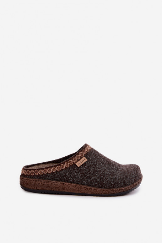 Pantofole da donna marroni scuri con ricamo Inblu NL000009