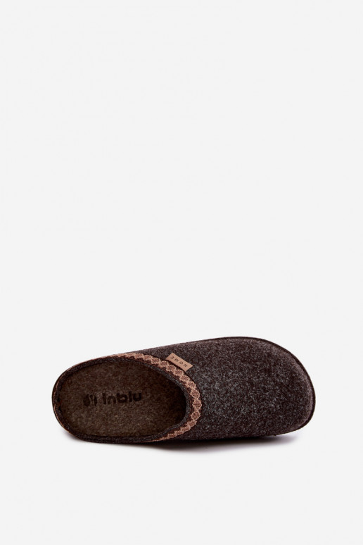 Pantofole da donna marroni scuri con ricamo Inblu NL000009