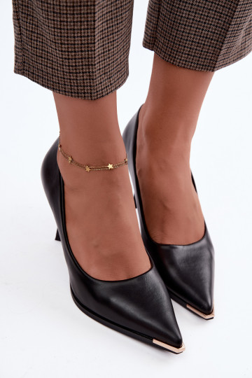 Scarpe con tacco nere in ecopelle INarelia