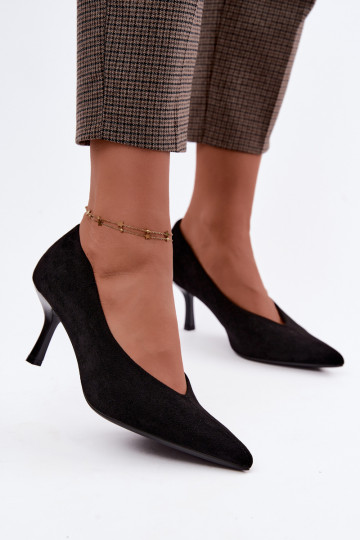 Scarpe con tacco nere con ricamo decorativo Sedria 2