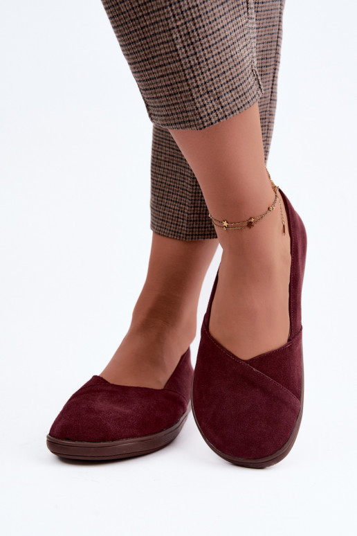 Ballerine bordeaux da donna in ecopelle scamosciata Mirelia