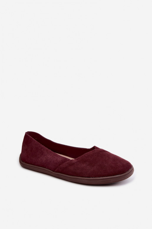 Ballerine bordeaux da donna in ecopelle scamosciata Mirelia