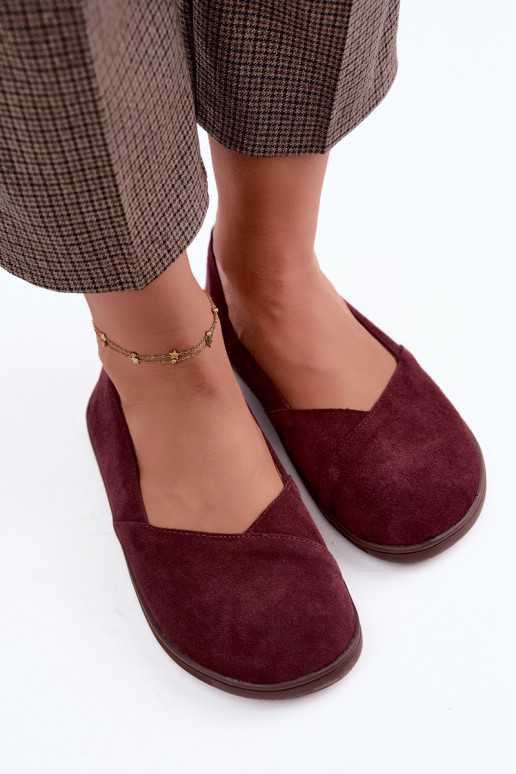 Ballerine bordeaux da donna in ecopelle scamosciata Mirelia
