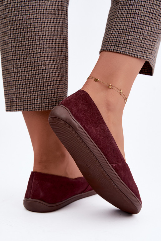 Ballerine bordeaux da donna in ecopelle scamosciata Mirelia
