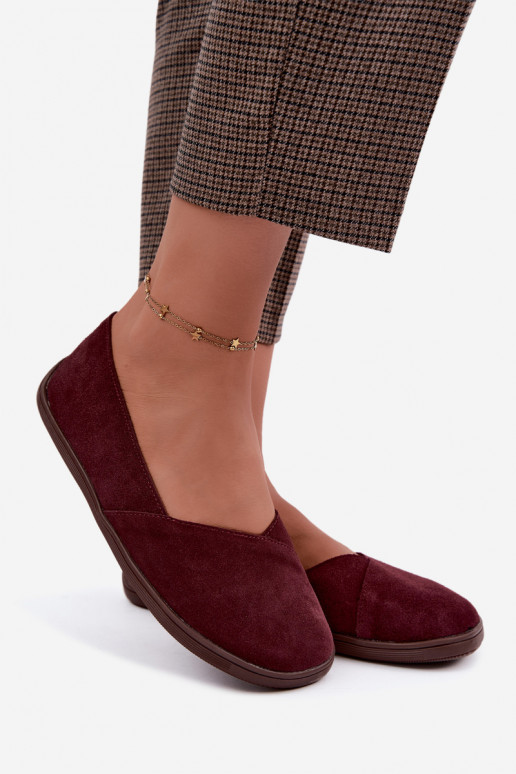 Ballerine bordeaux da donna in ecopelle scamosciata Mirelia