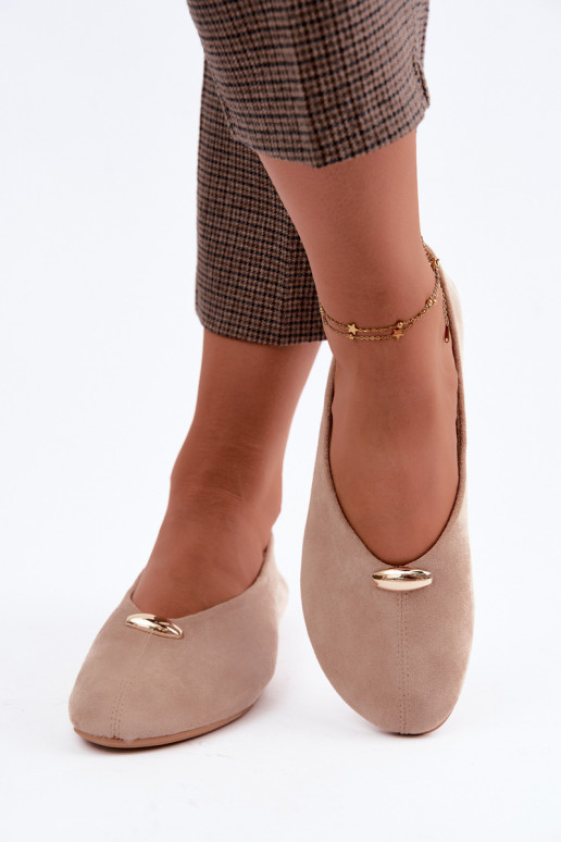 Ballerine color sabbia da donna con dettagli dorati Serela