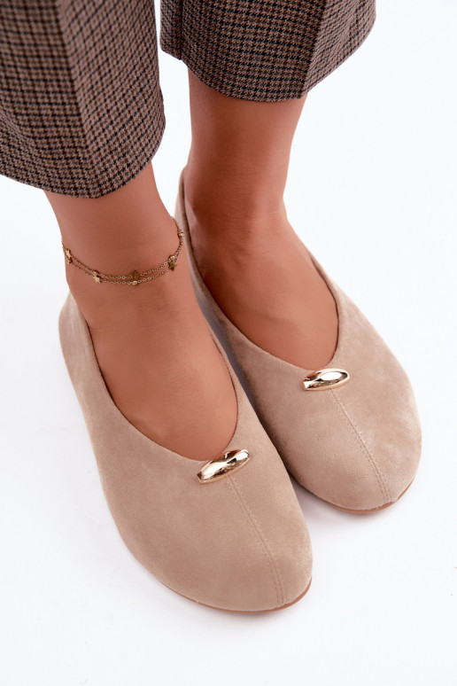 Ballerine color sabbia da donna con dettagli dorati Serela