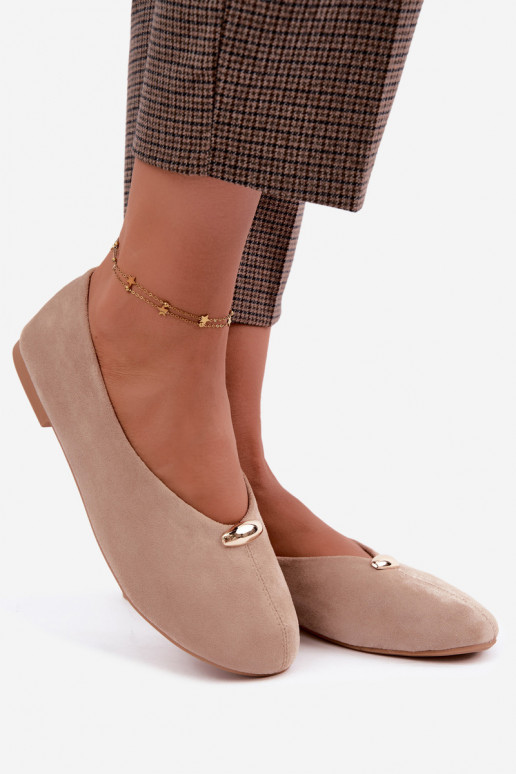 Ballerine color sabbia da donna con dettagli dorati Serela