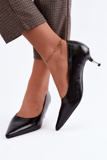Scarpe con tacco basso in nero Pelina