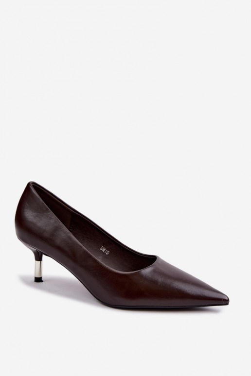 Scarpe con tacco basso in colore cioccolato Pelina