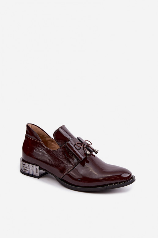 Scarpe verniciate con tacco basso e fiocchi in bordeaux Zazoo 1399