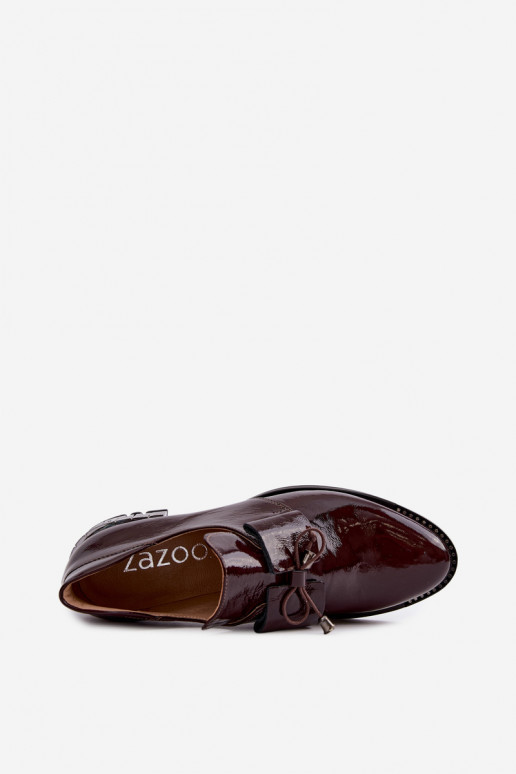 Scarpe verniciate con tacco basso e fiocchi in bordeaux Zazoo 1399