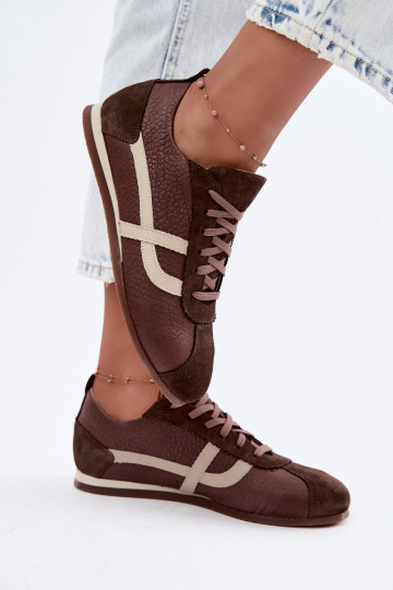 Sneakers in ecopelle scamosciata color cioccolato Zazoo N1402S2