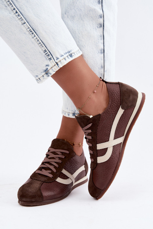 Sneakers in ecopelle scamosciata color cioccolato Zazoo N1402S2