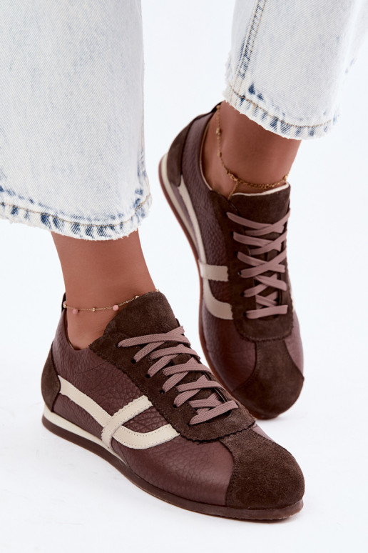 Sneakers in ecopelle scamosciata color cioccolato Zazoo N1402S2