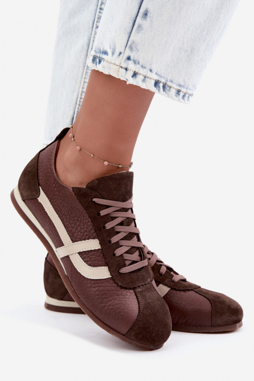 Sneakers in ecopelle scamosciata color cioccolato Zazoo N1402S2