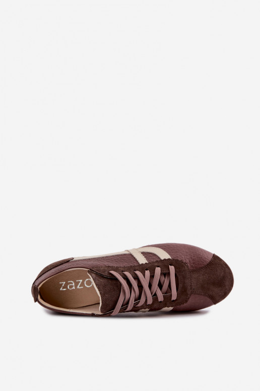 Sneakers in ecopelle scamosciata color cioccolato Zazoo N1402S2