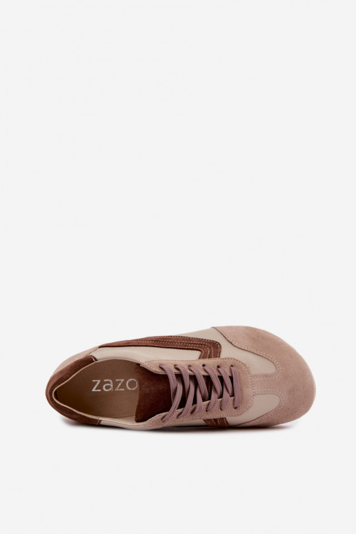 Sneakers Barefoot in ecopelle scamosciata color sabbia Zazoo N1400