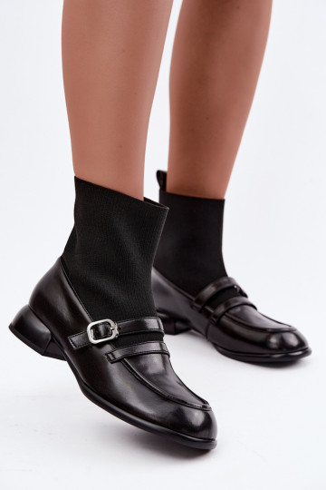Stivaletti con gambale tipo calza in nero 2