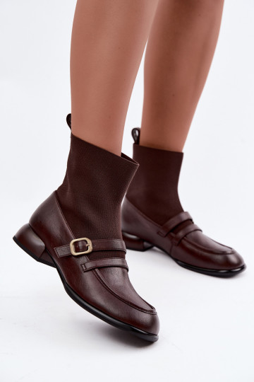 Stivaletti con gambale tipo calza in marrone 2