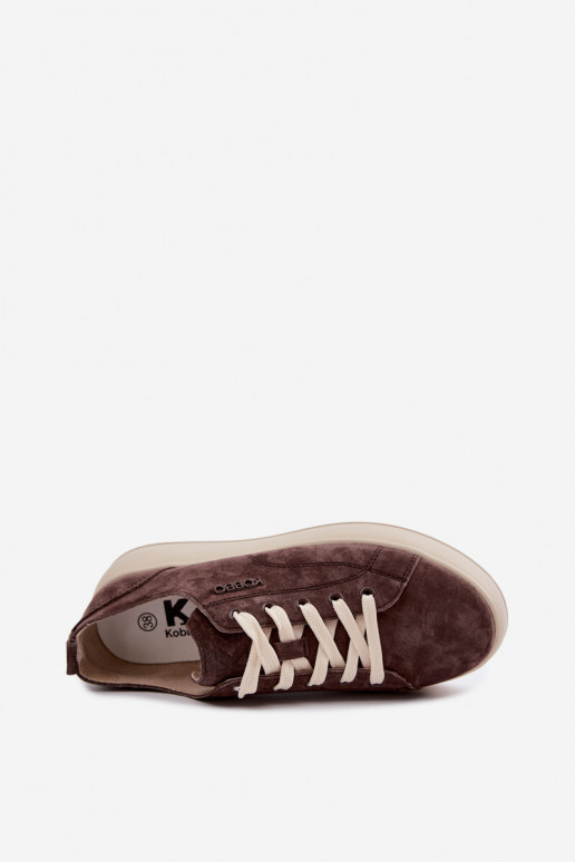 Sneakers in ecopelle scamosciata con piattaforma Kobbo color cioccolato