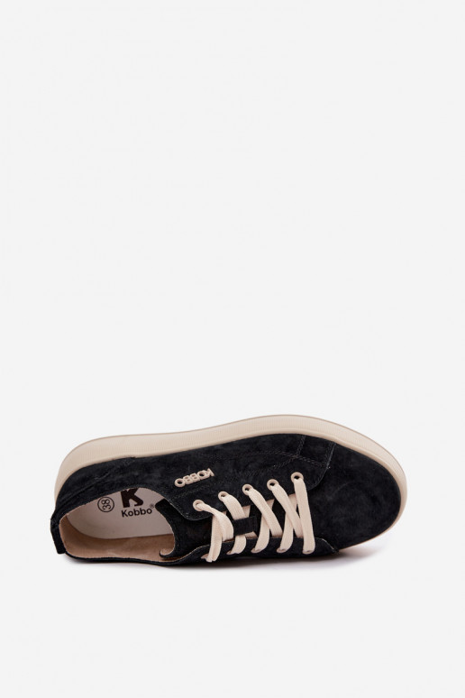 Sneakers in ecopelle scamosciata con piattaforma Kobbo in nero