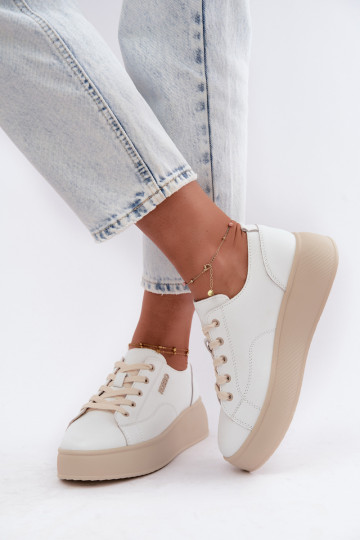 Sneakers in ecopelle con piattaforma Kobbo in bianco 2