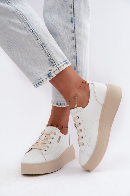 Sneakers in ecopelle con piattaforma Kobbo in bianco