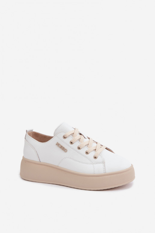 Sneakers in ecopelle con piattaforma Kobbo in bianco