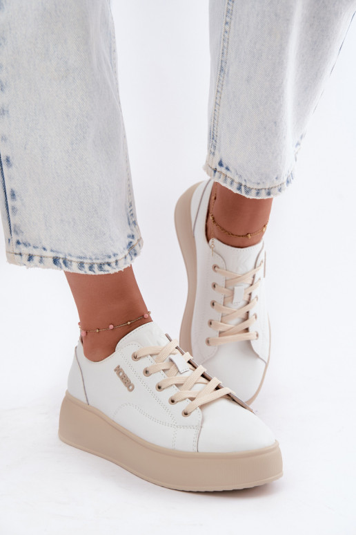 Sneakers in ecopelle con piattaforma Kobbo in bianco