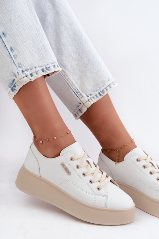 Sneakers in ecopelle con piattaforma Kobbo in bianco