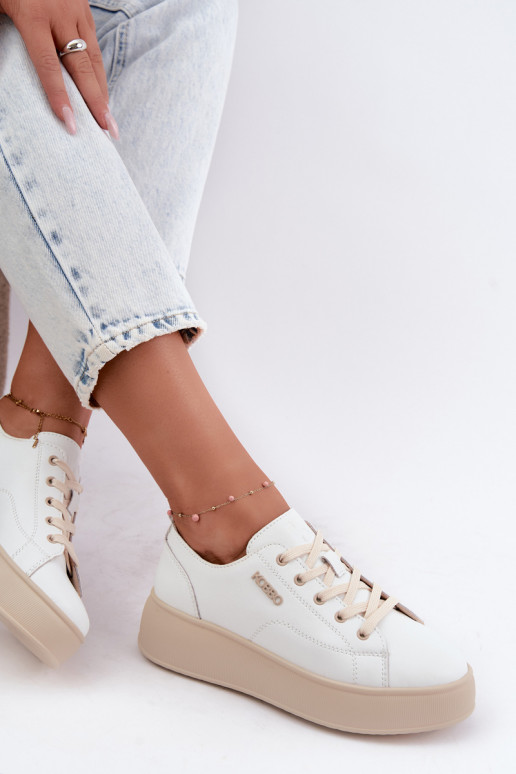 Sneakers in ecopelle con piattaforma Kobbo in bianco