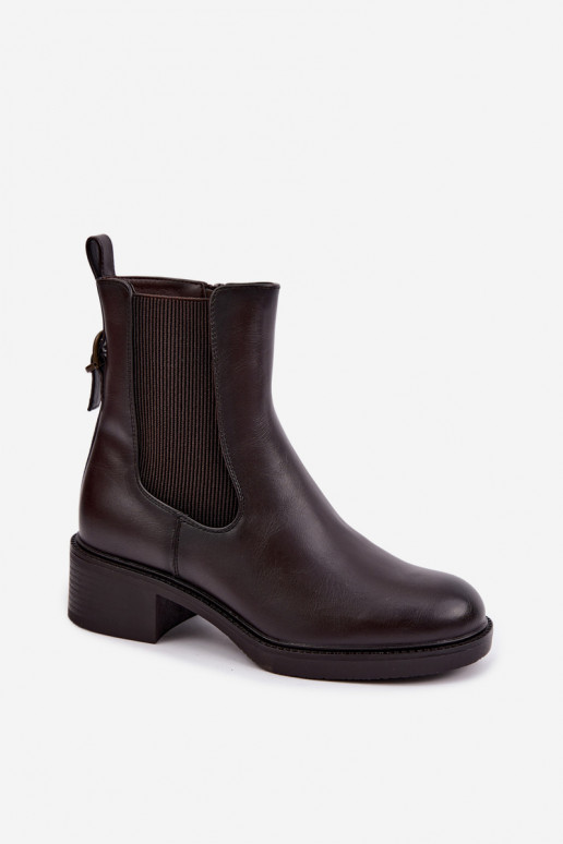 Stivaletti da donna foderati con tacco basso Sergio Leone BT-04 cioccolato