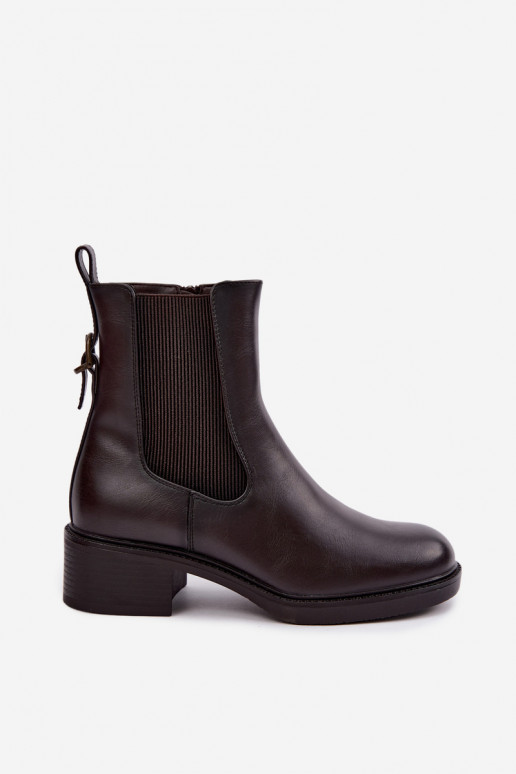 Stivaletti da donna foderati con tacco basso Sergio Leone BT-04 cioccolato