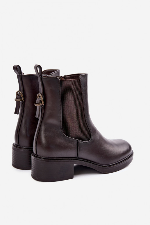 Stivaletti da donna foderati con tacco basso Sergio Leone BT-04 cioccolato