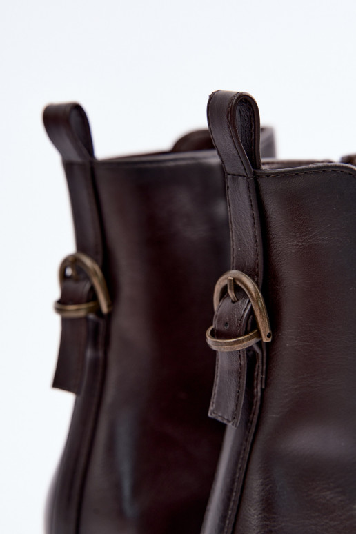 Stivaletti da donna foderati con tacco basso Sergio Leone BT-04 cioccolato