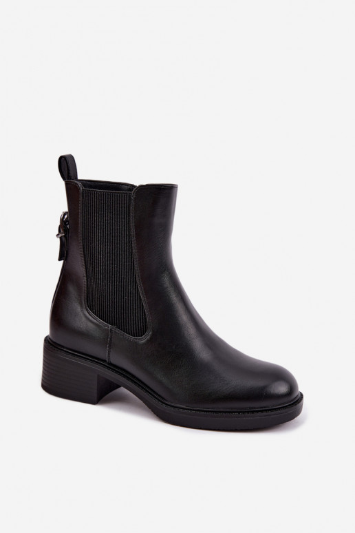 Stivaletti neri foderati da donna con tacco basso Sergio Leone BT-04