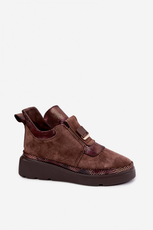 Stivali in camoscio marroni con plateau T.Sokolski KEN-J26-419