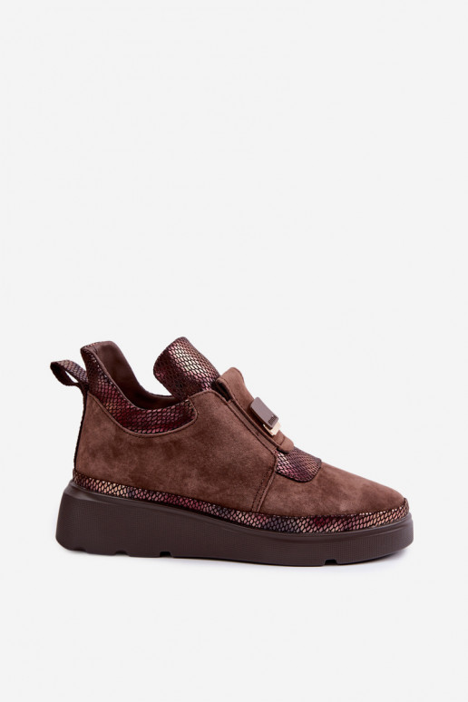 Stivali in camoscio marroni con plateau T.Sokolski KEN-J26-419