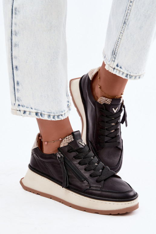 Sneakers in pelle nere con plateau Artiker 55C0624